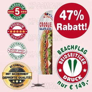 Flag advertising flag beach flag 306 cm "croque" with both sides, floor - Picture 1 of 24