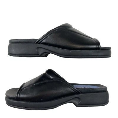 NWB Keds Relaxed Fit Leather Slide Sandals Womens 9.5M Black Open Toe Comfort - Image 1 of 4