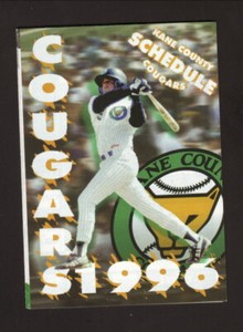 Kane County Cougars--1996 Pocket Schedule--Nissan--Marlins Affiliate