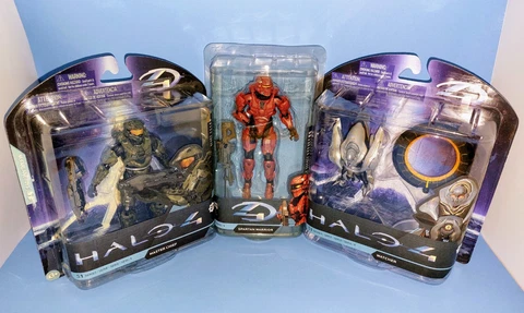Halo 4 McFarlane Master Chief Promethean Watcher Red Spartan Warrior Lot of 3 Cover