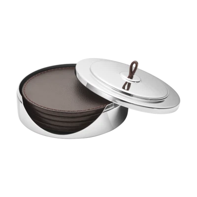 Manhattan by Georg Jensen 不锈钢和皮革过山车套装 - 复古全新无标签 — 第 1/3 张图片