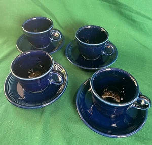 4er Set Fiestaware Tassen & Untertassen - Kobalt (Farbe nicht mehr produziert) - Bild 1 von 6