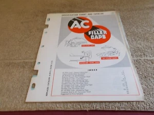 VINTAGE AC 1956 FILLER CAP CHART CATALOG GAS-OIL-RADIATOR DISPLAY ADVERTIZING - Picture 1 of 12