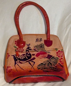 Hand Tooled Hand Painted Leather Hand Bag - Picture 1 of 6