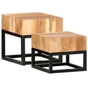 2x Solid Acacia Wood Side Table Accent Furniture Sofa Coffee Stand vidaXL - Picture 1 of 8