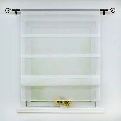 Weiß Raffrollo mit Tunnelzug Raffgardine Küche Fenstergardine Modern Wohnzimmer - Bild 1 von 4