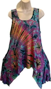 Sacred Threads Hippie Boho Festival Stretch Handkerchief Tie Dye Top 224105 E - Picture 1 of 6