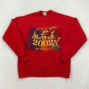 Vintage Disney Sweatshirt Size Small Red Fleece Crewneck Disney World 2002 Y2K