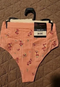 No Boundaries 2er Pack rosa Blumen/Winter weiße Tangas Gr. XXXL(21) - Neu.    - Bild 1 von 2