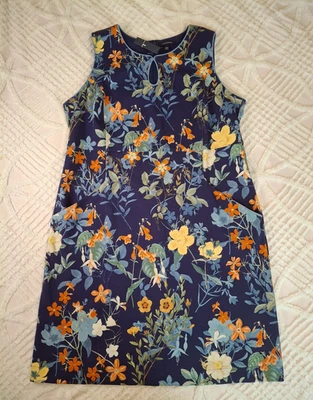 Lands End 18W Ponte Knit Sleeveless Sheath Keyhole Dress Pockets Floral Blue NWT - Image 1 of 4