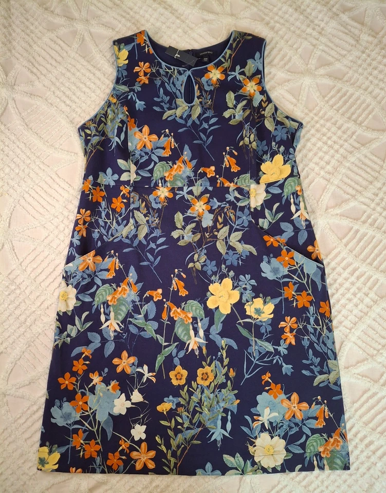 Vestido Lands End 18W Ponte Tejido Sin Mangas Funda Cerradura Bolsillos Floral Azul Nuevo con Etiquetas Foto 1 de 4