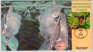 #3899c RED BAT NORTHERN DECIDUOS FOREST STAMP FIRST DAY OF ISSU, FLEETWOOD FDC - Picture 1 of 1