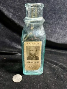 Antique Horseradish Bottle Paper Label NV Viele’s Elmira NY Crude Handtooled - Picture 1 of 7