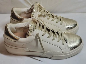 Zapatillas Oxford Dolce Vita Zina para mujer - blancas/doradas talla 8,5 - Imagen 1 de 15