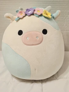 Squishmallows Easter Squad 8” Belana The Cow Plush KellyToy Cute Nursery Deco - Picture 1 of 6