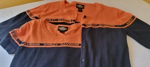 Vintage Harley Davidson Cardigan Sweater 2pc Womens M Orange Black twin set - Picture 1 of 19