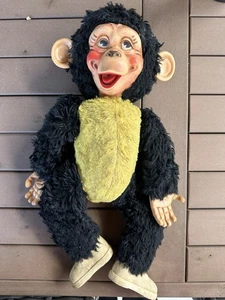Muñeca de peluche de mono cara de goma vintage - Imagen 1 de 5