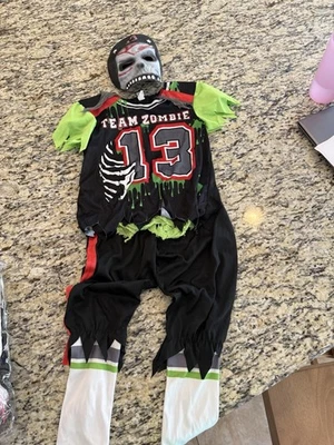 Мальчики футбол зомби поле Ghoul дух Хэллоуин костюм средний 8-10 с шлемом - Изображение 1 из 2
