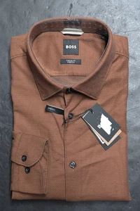 Hugo Boss Men's HAL Kent Casual Fit Rust Stretch Cotton Dress Shirt 39 15.5 - Picture 1 of 14