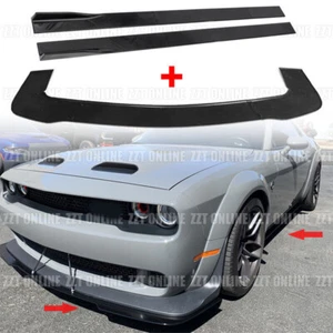 For Dodge Challenger SRT  2008-2021 Front Bumper Lip Splitter + Side Skirts - Foto 1 di 17