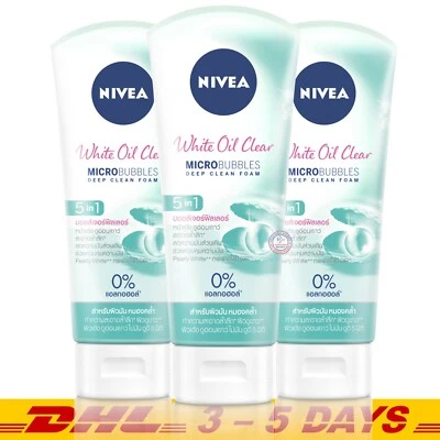 Nivea White Oil Clear Deep Clean Foam, Face Wash 100g x 3 - Image 1 of 2