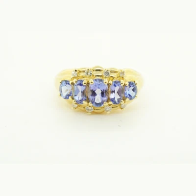 Vintage14k Yellow Gold Tanzanite Cocktail Ring Size 7 Jewelry - Image 1 of 4