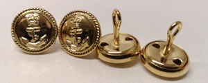 British Royal Navy Dress Roped Rim Anchor Queen's Crown Buttons 26L Long Shanks - Picture 1 of 1