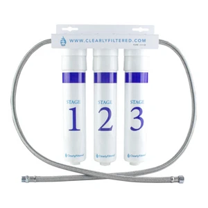 Sistema de filtro de agua debajo del fregadero de 3 etapas claramente filtrado diseño delgado NSF EPA - Imagen 1 de 12