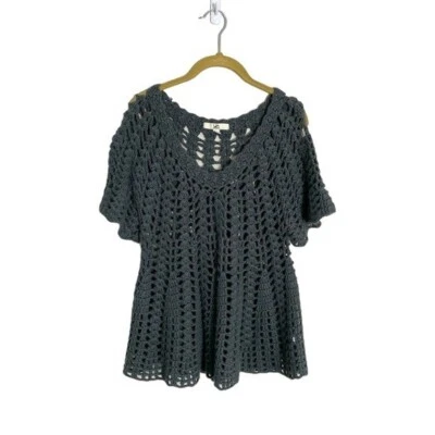 Ya Los Angeles Crochet Flounce Sweater Top Small Foto 1 de 4