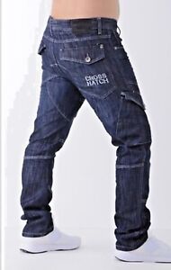 ✅ Mens Jeans Crosshatch✅Denim CARGO COMBAT Denim✅Sizes 30"-42" Straight Leg NEW
