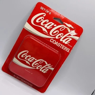 Vintage Coca Cola Coke Soda Pop Brand Coasters Red Cork Backing Set Of 6 New - Image 1 of 4