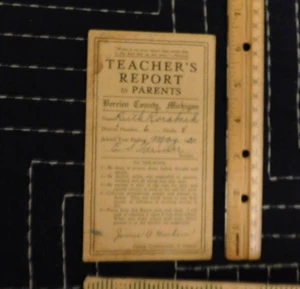 Lehrerbericht an Eltern Berrien County Michigan Original Jahrgang 1933 - Bild 1 von 4