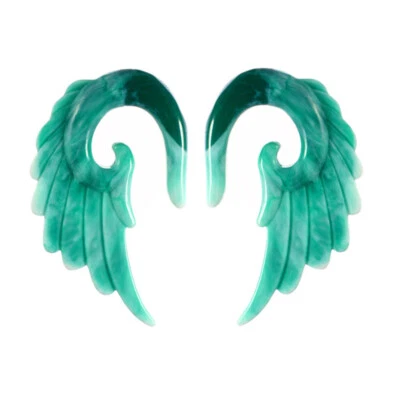 2pc Angle Wings Flesh Tunnel Ear Plug Taper Trumpet Stretcher Expander 3mm-12mm - Image 1 of 4