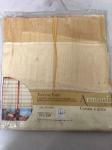 Coppia tendine tenda 70x230 cm tende interni finestra arredo Ester beige righe - Foto 1 di 5