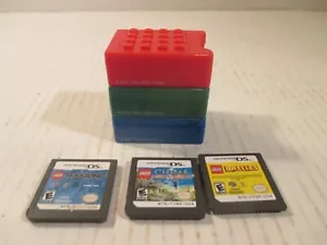 Nintendo DS Game Lot of 3 lego games w/lego block holder CHIMA/ROCK BAND /BATTL - Picture 1 of 7