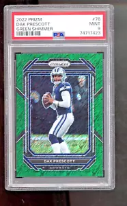 Maglia Panini Prizm 2022 4/5 DAK PRESCOTT Green Shimmer /5 PSA 9 OTTIME CONDIZIONI # Cowboys - Foto 1 di 2