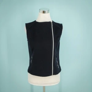 Les Chemins Blancs 38 Size 8 US Asymetrical Zip Sleeveless Wool Cashmere Vest - Picture 1 of 6