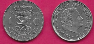 NETHERLANDS KINGDOM 1 GULDEN 1969 QUEEN JULIANA OF THE NETHERLANDS FACING RIGHT, - Picture 1 of 1