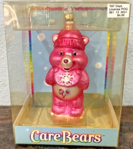 Vintage Neu im Karton Care Bears rosa Glas Weihnachtsschmuck 4" American Greeting 2004 - Bild 1 von 5