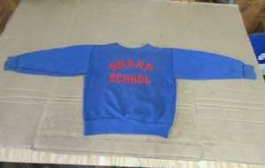 Vintage Childrens Navy Blue SIze Small Sharp School Gym PE Sweatshirt - Picture 1 of 10