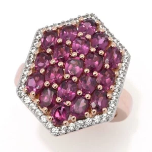 MUSE Choice of Gemstone Cluster & White Zircon Hexagonal Shield Ring - Picture 1 of 16
