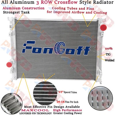 3 Row Aluminum Radiator Fits Dodge Challenger Charger 3.5L 5.7L 6.1L 2009-2015 - Image 1 of 4