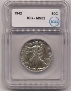 1942 Walking Liberty Half Dollar 50c ICG MS62 - Picture 1 of 2