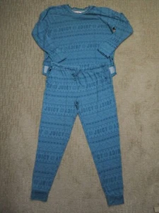 Juicy Couture Sleepwear Set Women Large Blue Aztec All Over Print AOP Pajamas - Picture 1 of 10