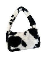 Soft Fluffy Plush Cow Print Shoulder Handbag
