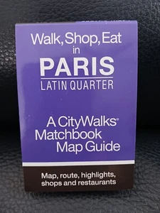City Walk Matchbook Map Guide of Paris Latin Quarter, Pocket Size - Picture 1 of 5
