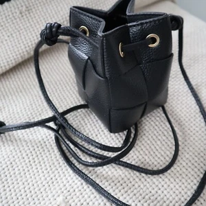 Leather Small Bucket Bag Black - Picture 1 of 7