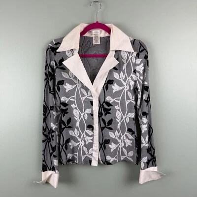 Camisa Nara Camicie Italia Y2K Vintage Blanca Negra Floral Abotonada Talla 2 Oficina Foto 1 de 4