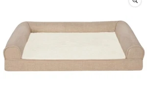 FurHaven Plush & Performance Linen Orthopedic Sofa Pet Bed for Dogs & Cats Large - Picture 1 of 4