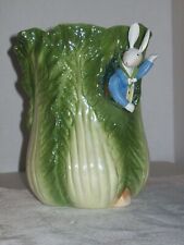 IRIDESCENT GREEN LEAFED VASE - BUNNY IN THE ROMAINE OR BOK CHOY (PETER RABBIT)